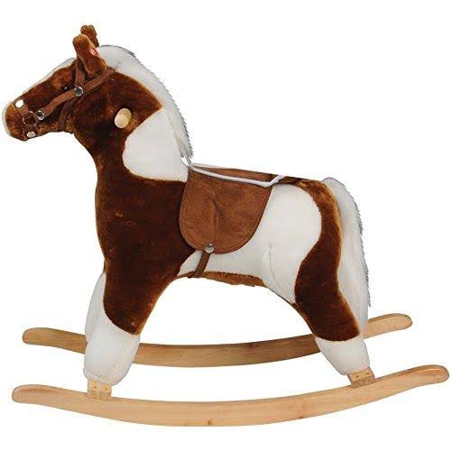 Pinto Rocking Horse with Brown Saddle Y89371