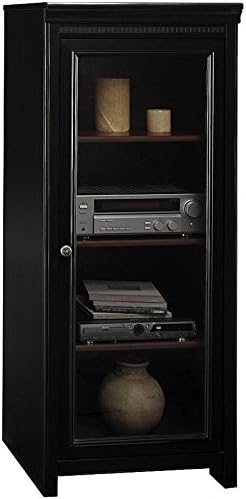 Antique Black Audio Cabinet with 2 Adjustable Shelves Q323