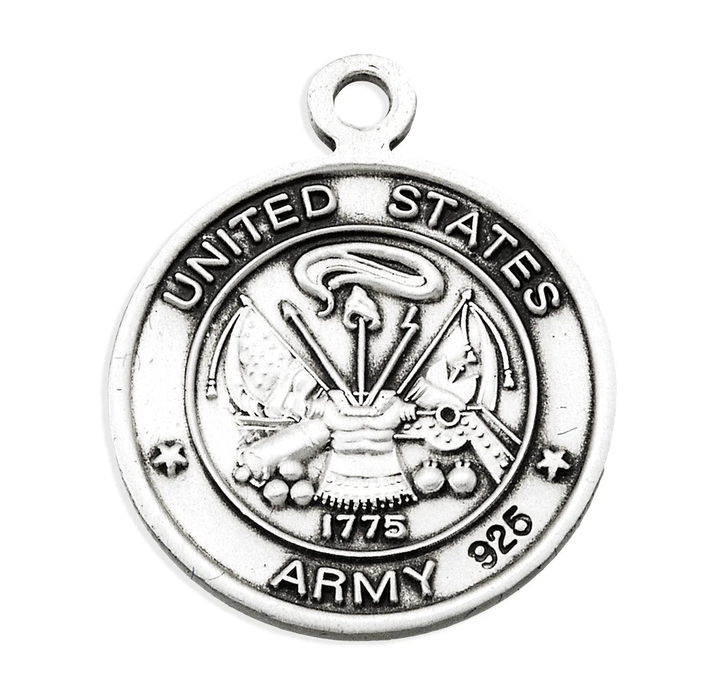 Sterling Silver St. Michael Medal Pendant Necklace with 24" Rhodium Plated Curb Chain D185260