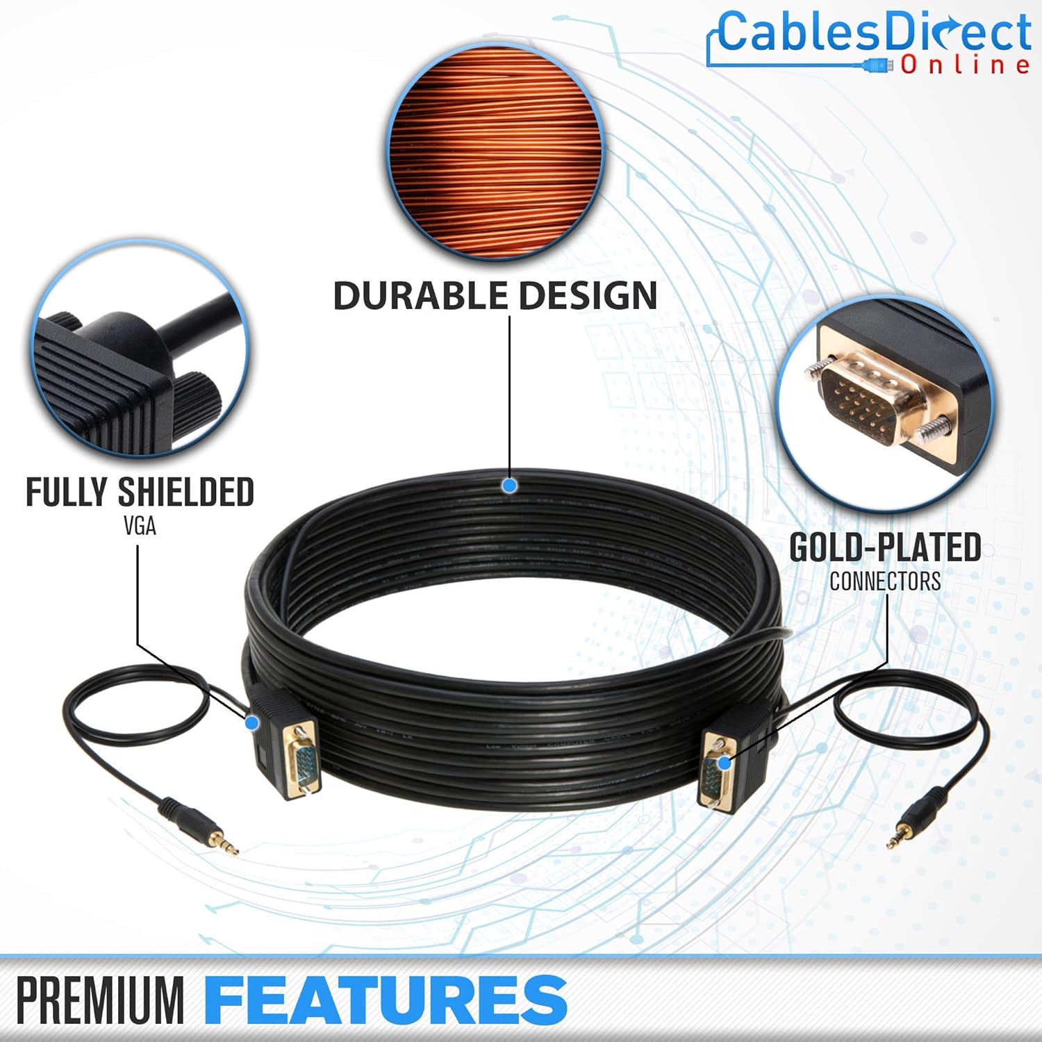 6FT SVGA + Audio Monitor Cable, Male to Male G413