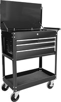 Black Rolling Tool Cart Cabinet with Drawer and Locking Top J450217