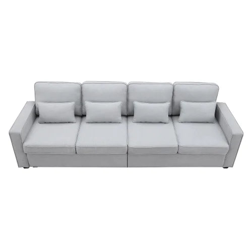 Modern Linen Fabric Sofa with 4 Pillows D4330