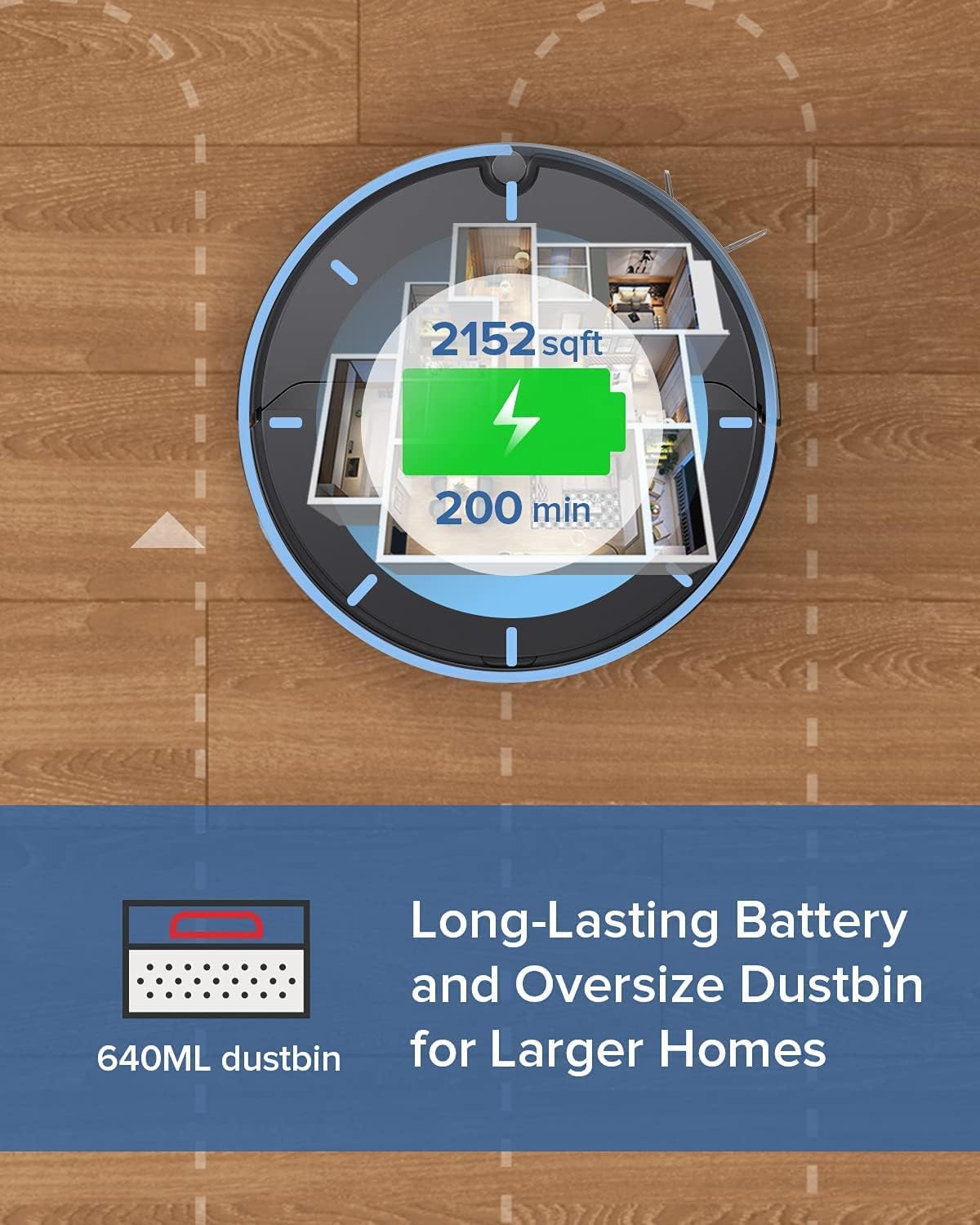 Robot Vacuum Cleaner with 2000Pa Strong Suction, 200min Runtime Q50740