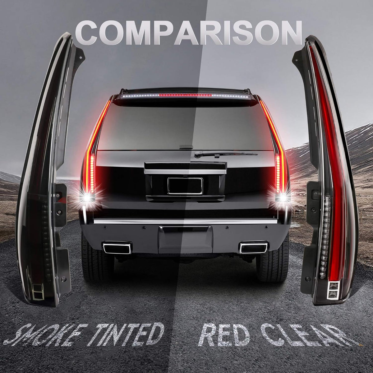 Smock Tinted LED Tail Lights Rear Lamp Assembly E386