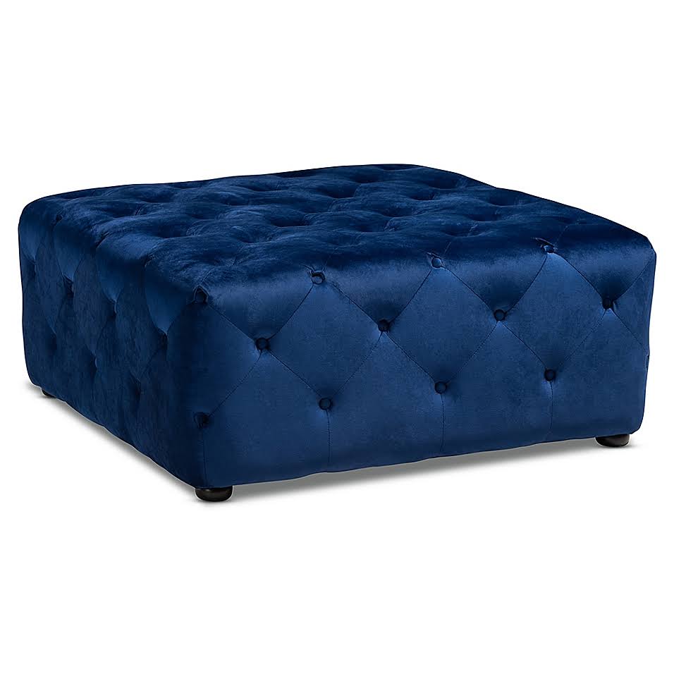 Royal Blue Velvet Ottoman F282664