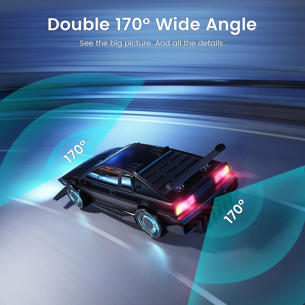 Dash Cam Front and Rear Full HD Dual 1080P 170° Wide Angle Car Camera with Night Vision, Parking Monitor, Motion Detection, Loop Recording Pack of 2 Q7924