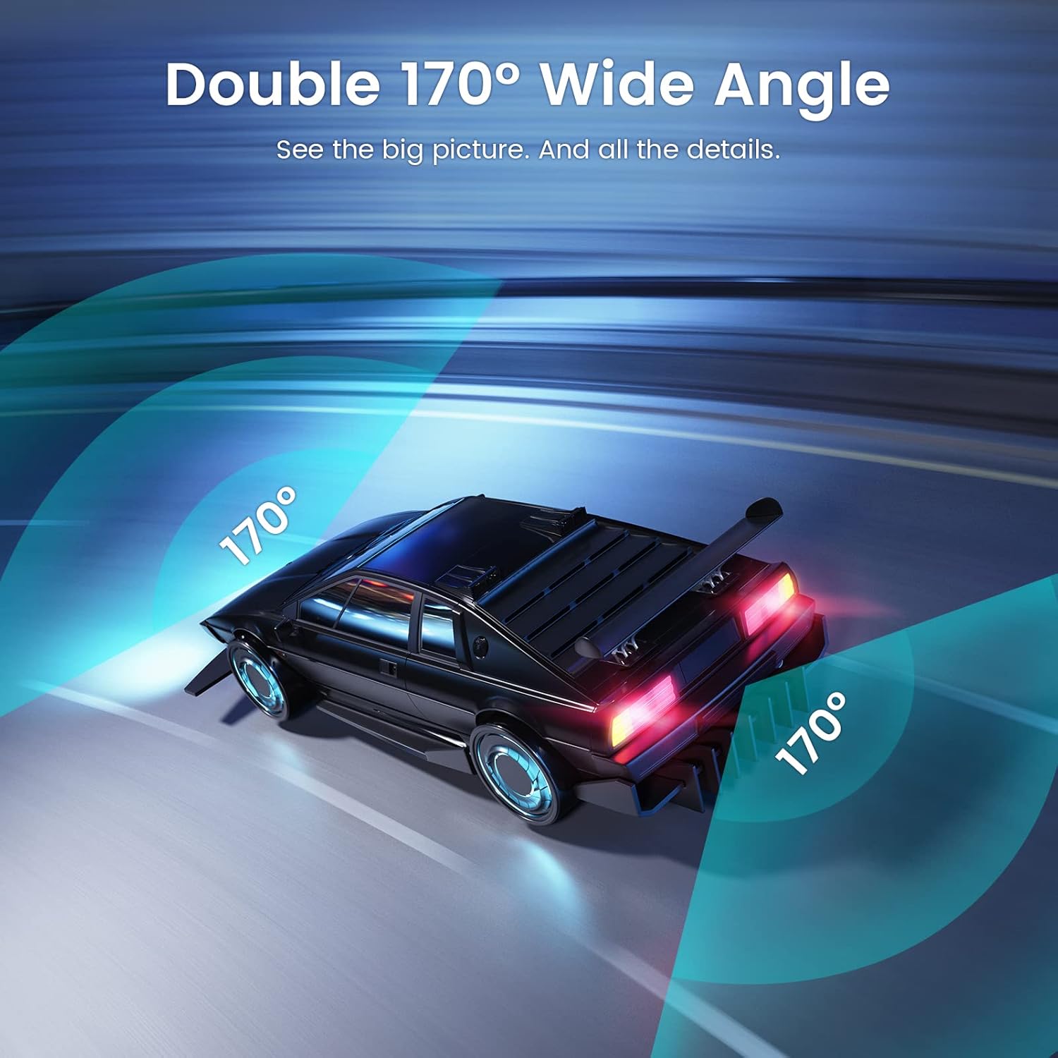 Dash Cam Front and Rear Full HD Dual 1080P 170° Wide Angle Car Camera with Night Vision, Parking Monitor, Motion Detection, Loop Recording Pack of 2 Q7924