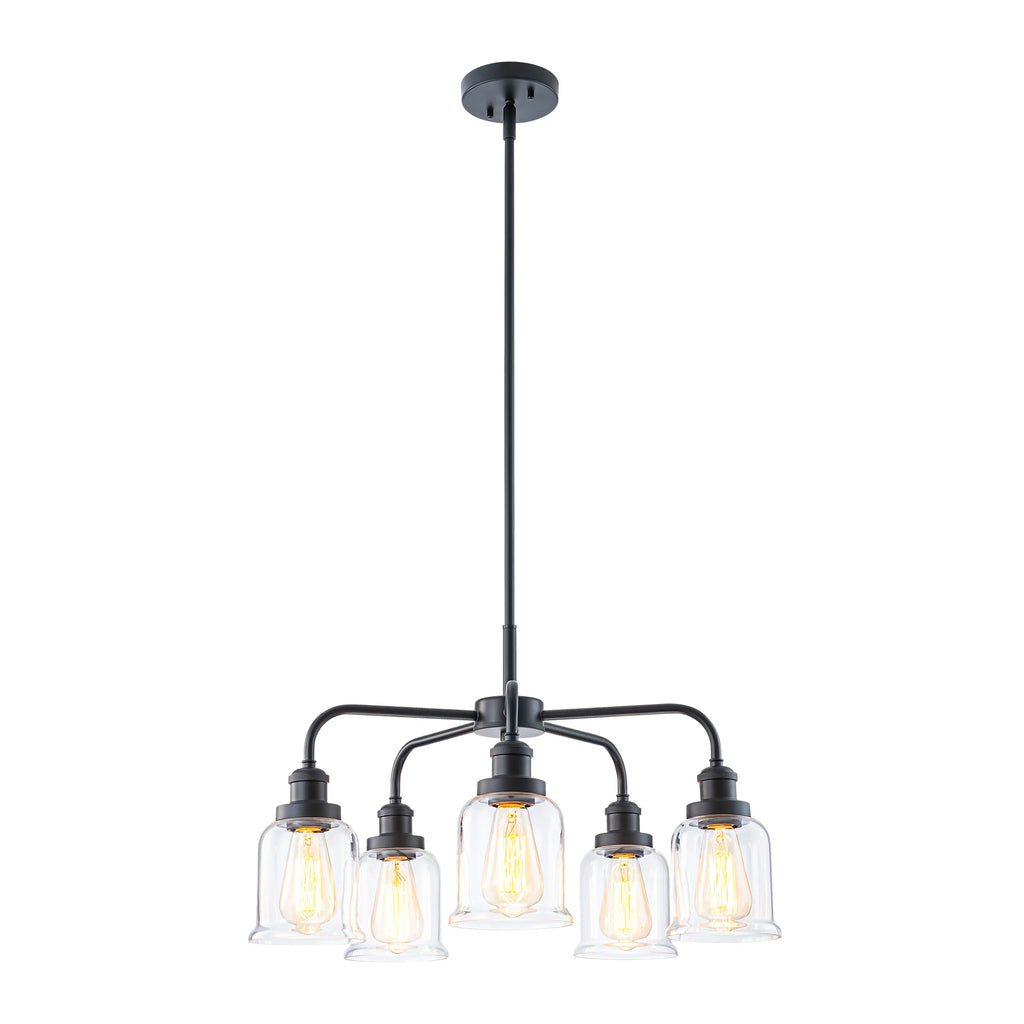 5-Light Dimmable Glass Farmhouse Chandelier T171496