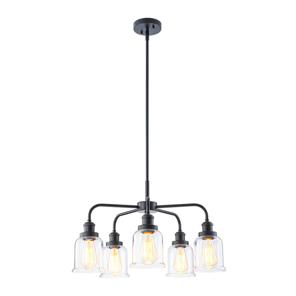 5-Light Dimmable Glass Farmhouse Chandelier T171496