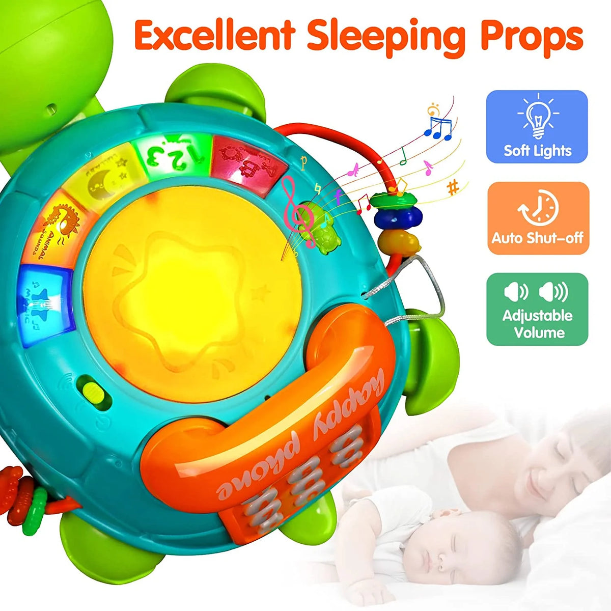 Musical Turtle Baby Toys with Letters Numbers Phone M740