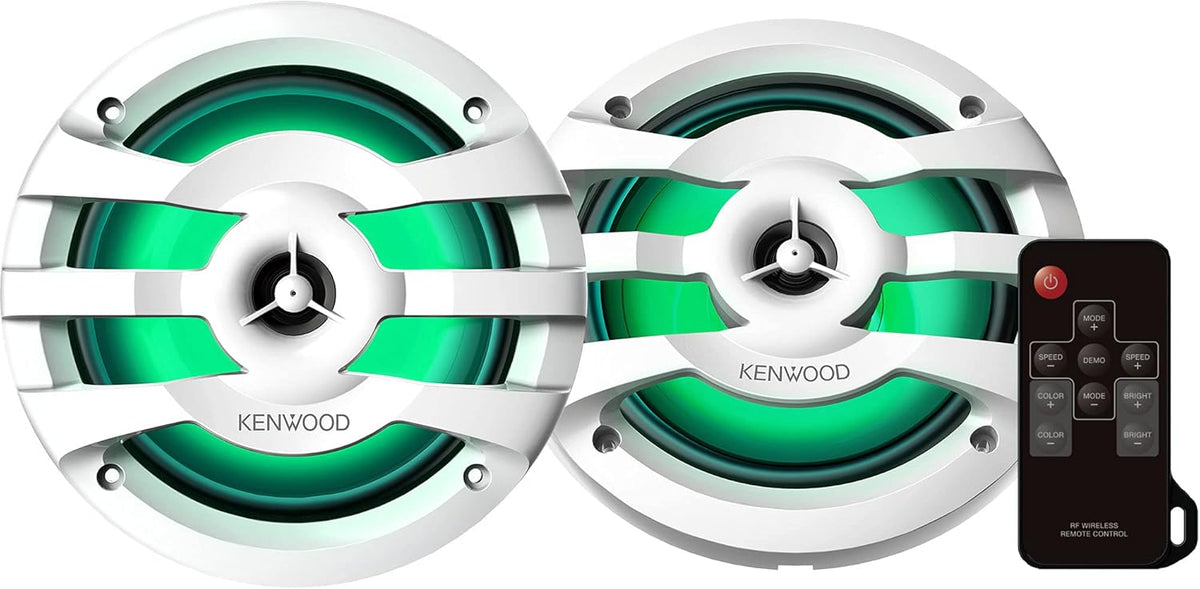 6-1/2" 2-Way Marine Speakers with Grilles (Pair) with Built-in LED Lights K1409