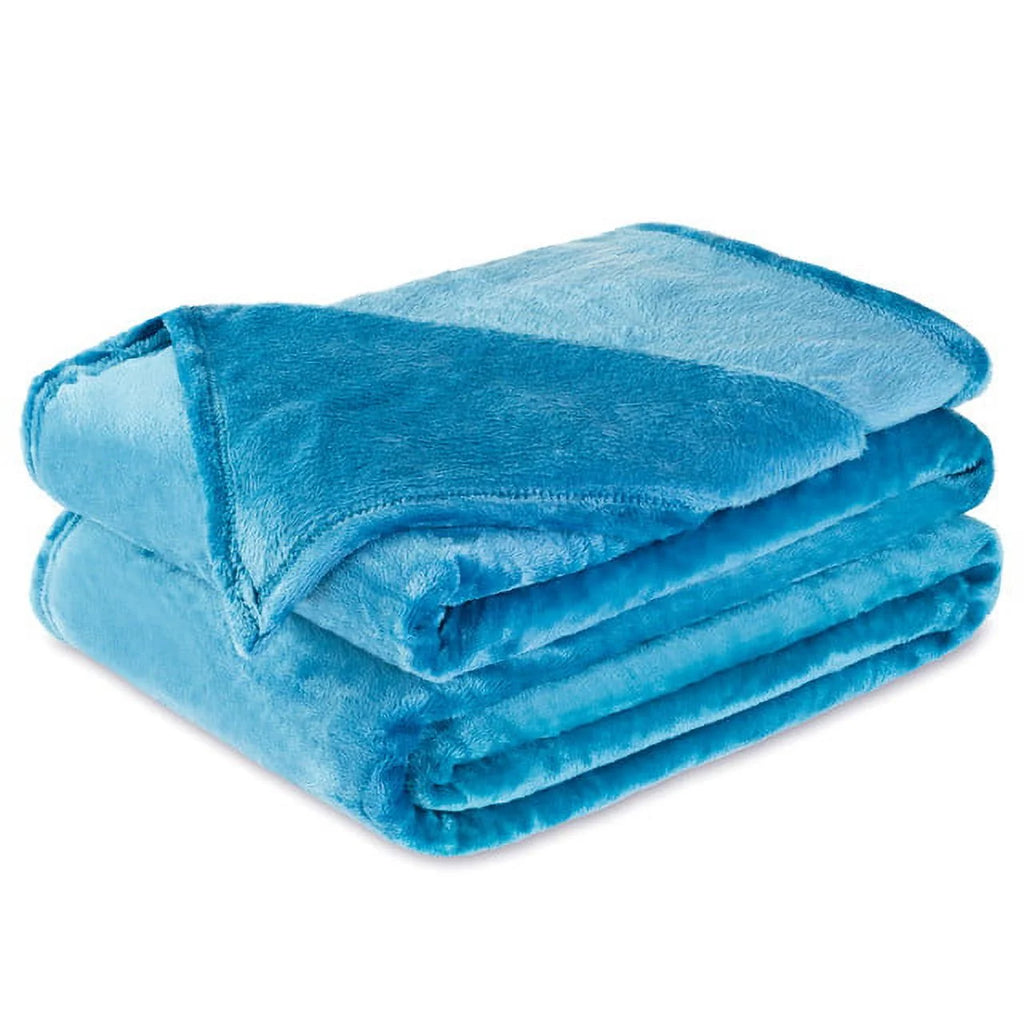 Blue Plush Microfiber Throw Blanket L61795