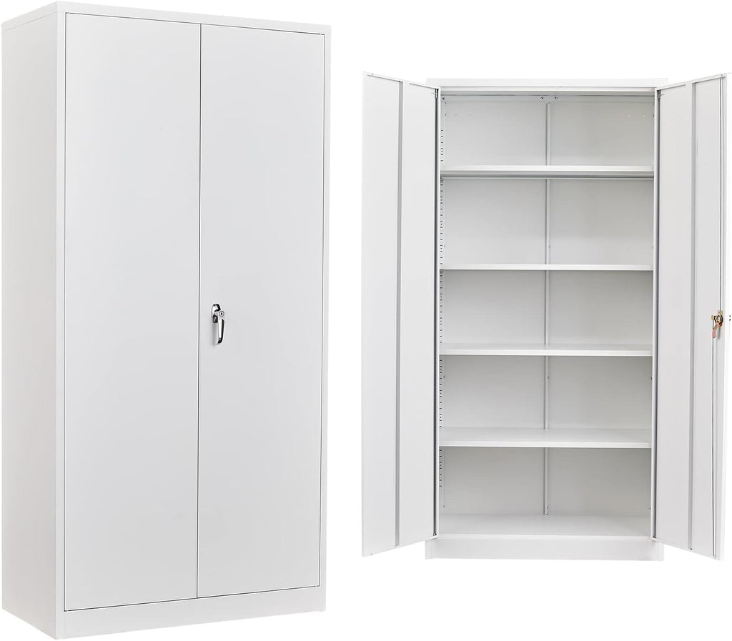 Metal Storage Cabinet with Locking Doors, 72'' Tall, 4 Adjustable Shelves P56249
