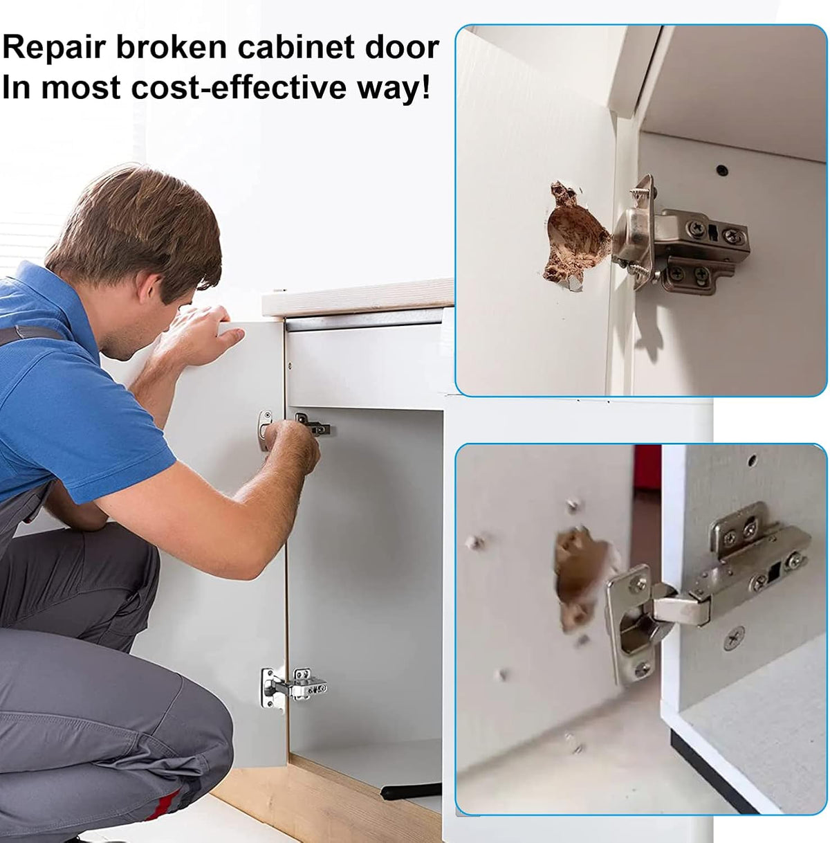 12-Pack Stainless Steel Cabinet Hinge Repair Kit with Mounting Screws A5175