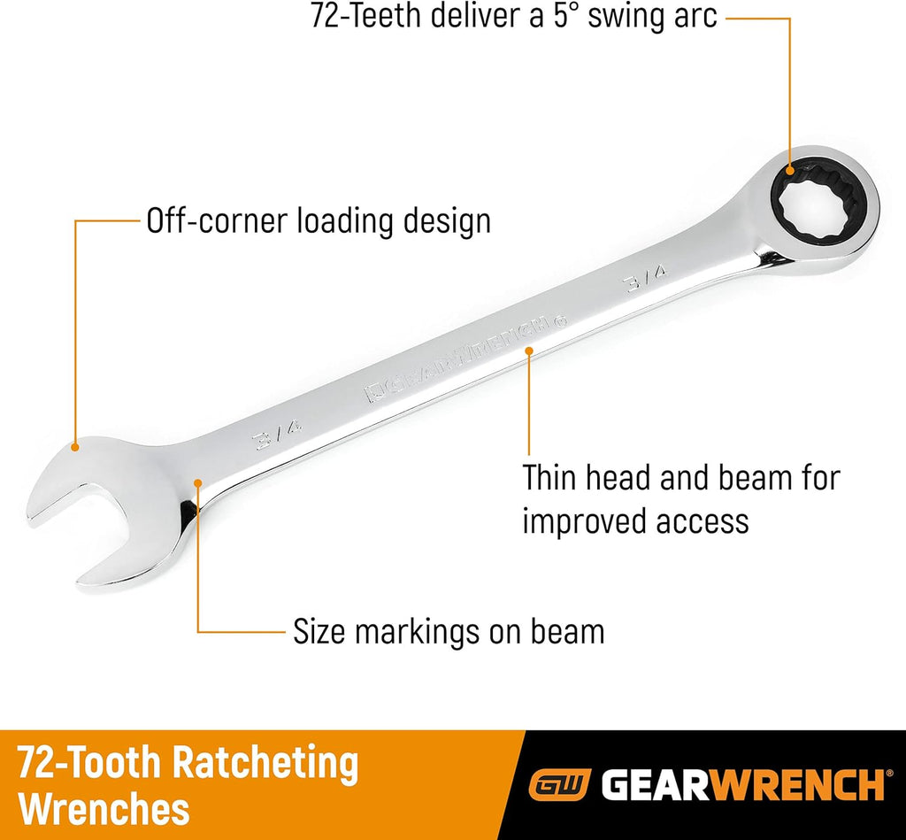 12 Pt. Ratcheting Combination Wrench, 1-1/2", Pack of 2 F759209