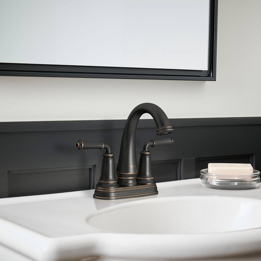 Polished Nickel Centerset Bathroom Faucet with Pop-Up Drain R60556