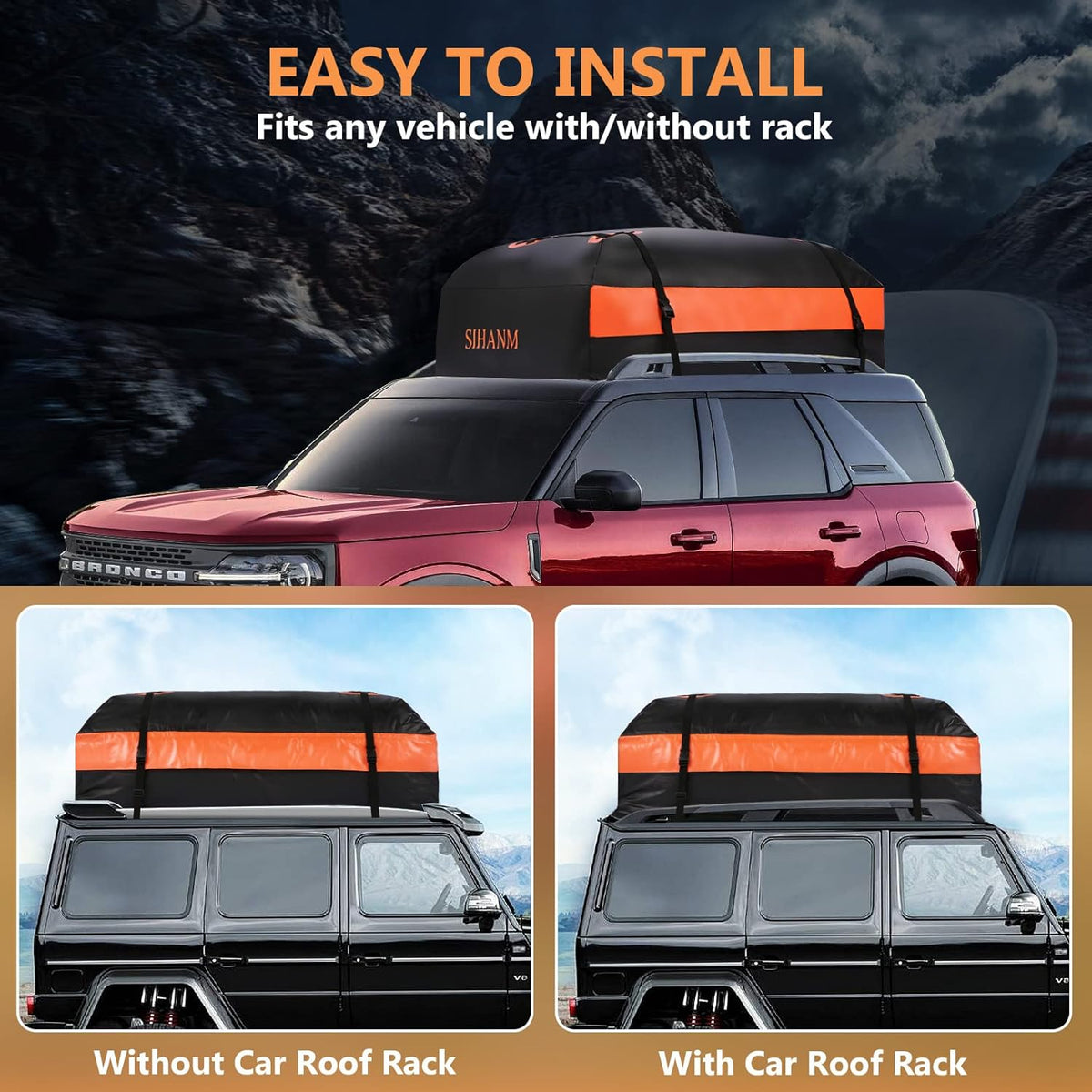 Heavy Duty Waterproof Roof Cargo Carrier with Anti-Slip Mat, 15Cu.ft. A539853