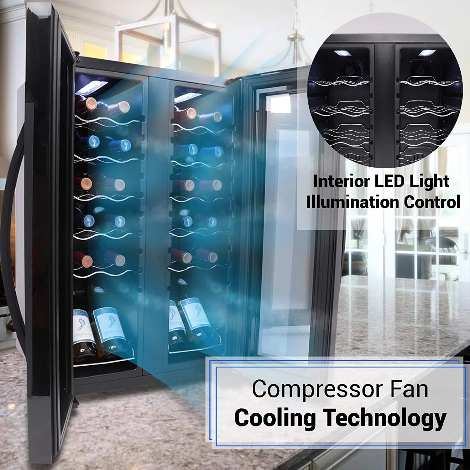 24 Bottle Freestanding Compact Wine Cooler Refrigerator with Digital Control A58085