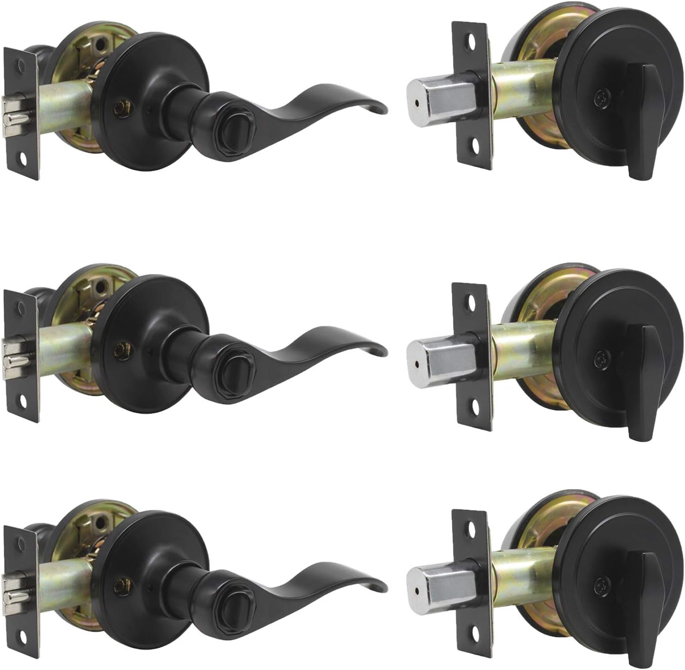 Satin Nickel Entry Door Handle Set with Deadbolt, 2 Pack A157