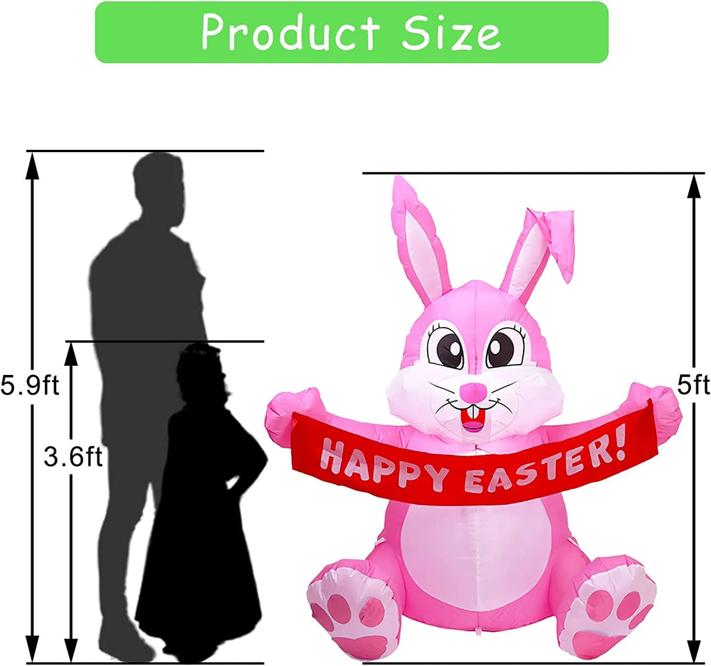 Easter Inflatable Bunny Yard Decorations with LED Lights U566669