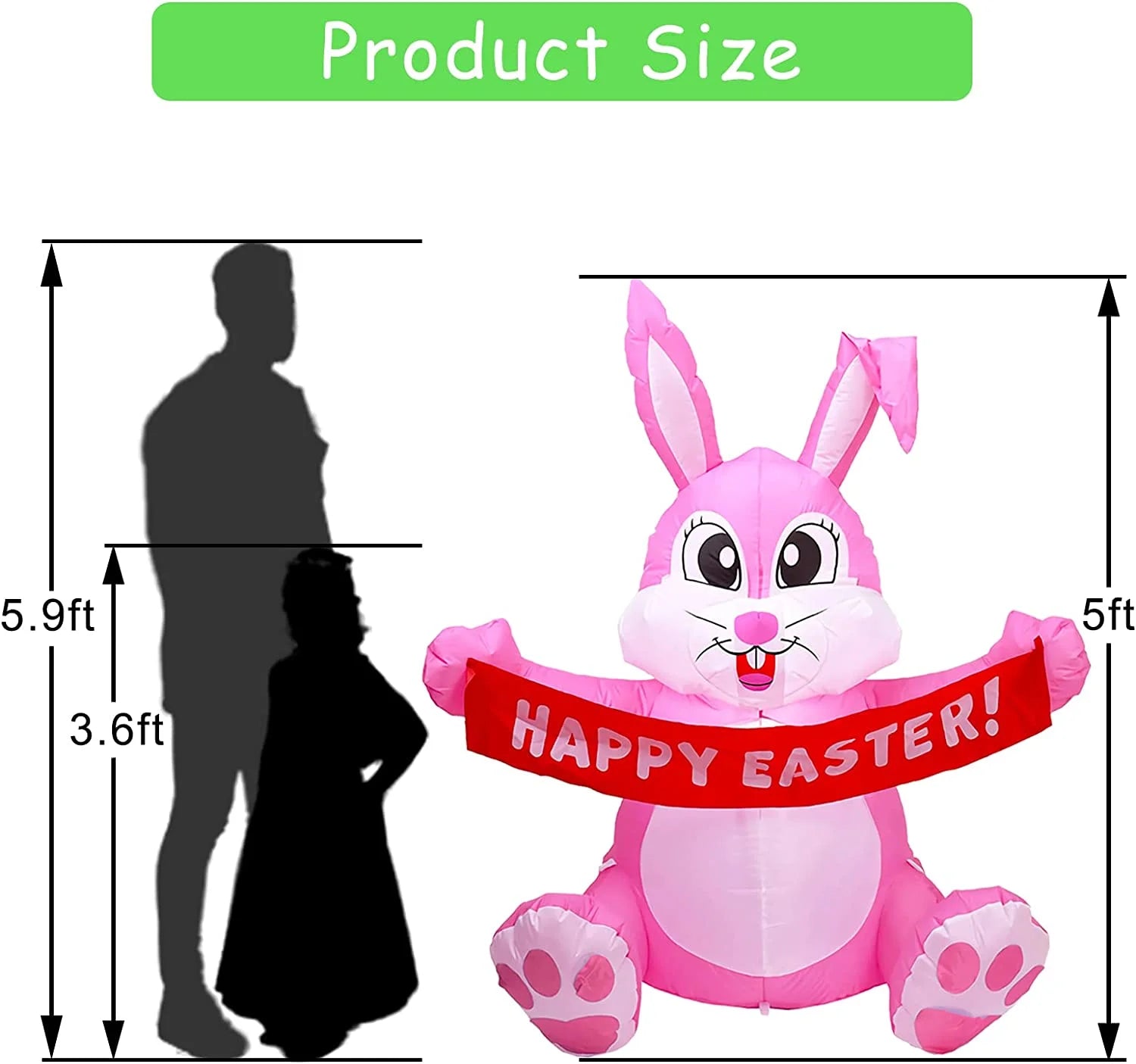 Easter Inflatable Bunny Yard Decorations with LED Lights U566669