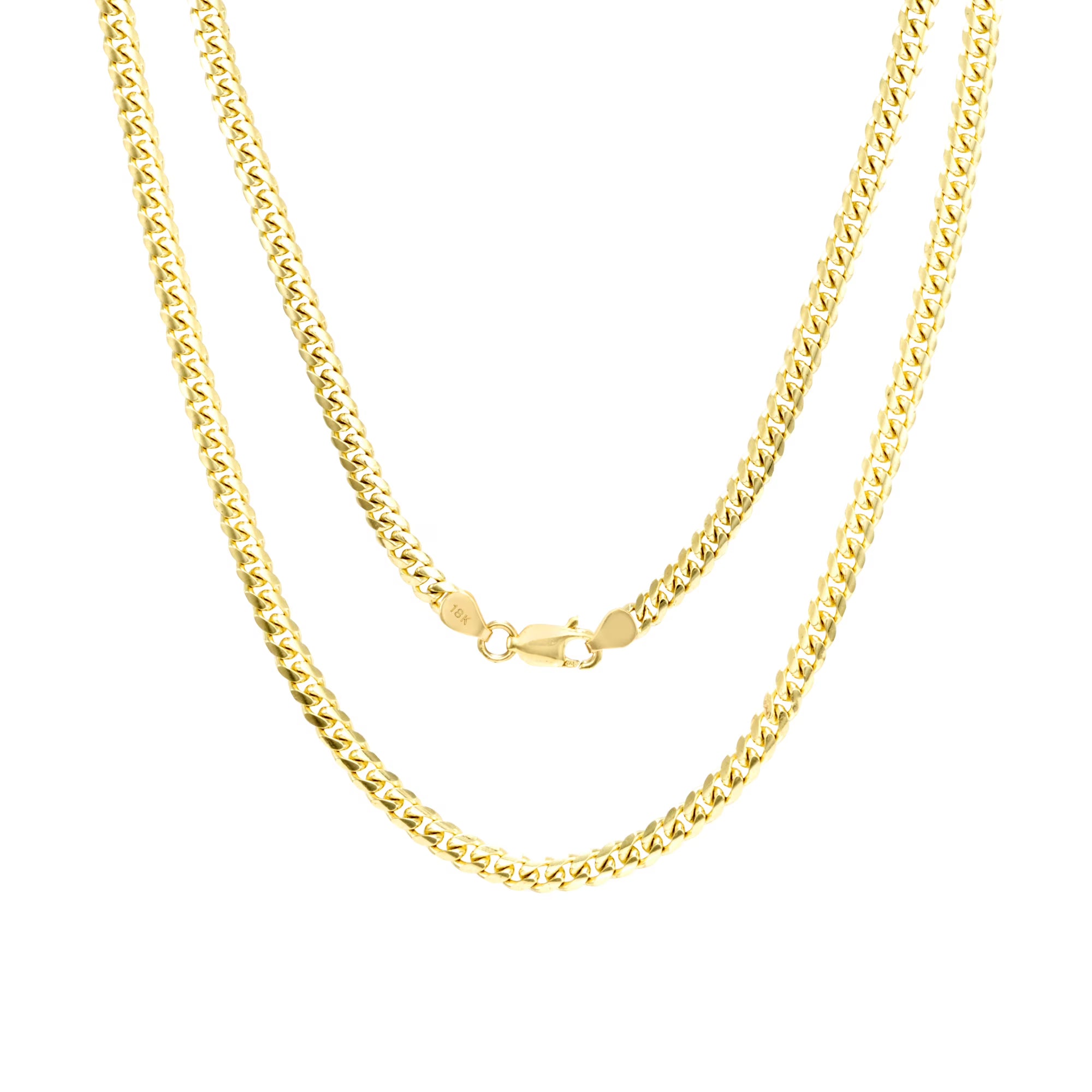 18K Yellow Gold Solid Miami Cuban Link Chain Pendant Necklace 16" - 30" A403