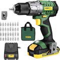 Cordless Power Drill with Battery and Charger, 2000mAh, 530 In-lbs, 24+1 Torque Setting, 33pcs Accessories Q252652
