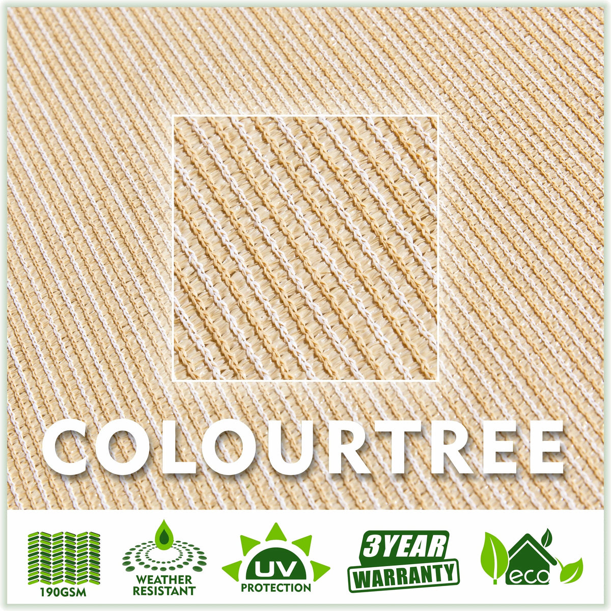 Beige 12' x 12' HDPE Mesh Sun Shade Sail Canopy G826790