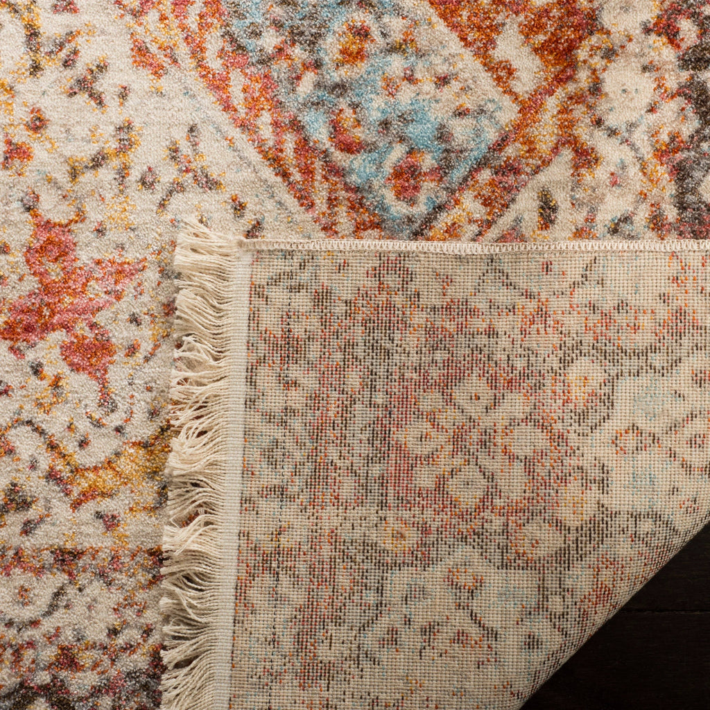 Cream Rust Rectangle Rug V657