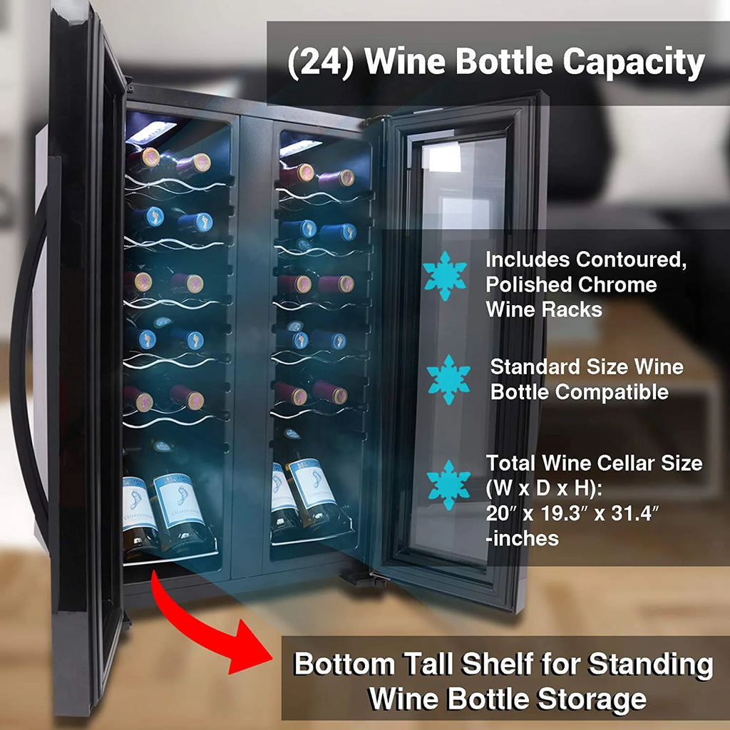 24 Bottle Freestanding Compact Wine Cooler Refrigerator with Digital Control A58085