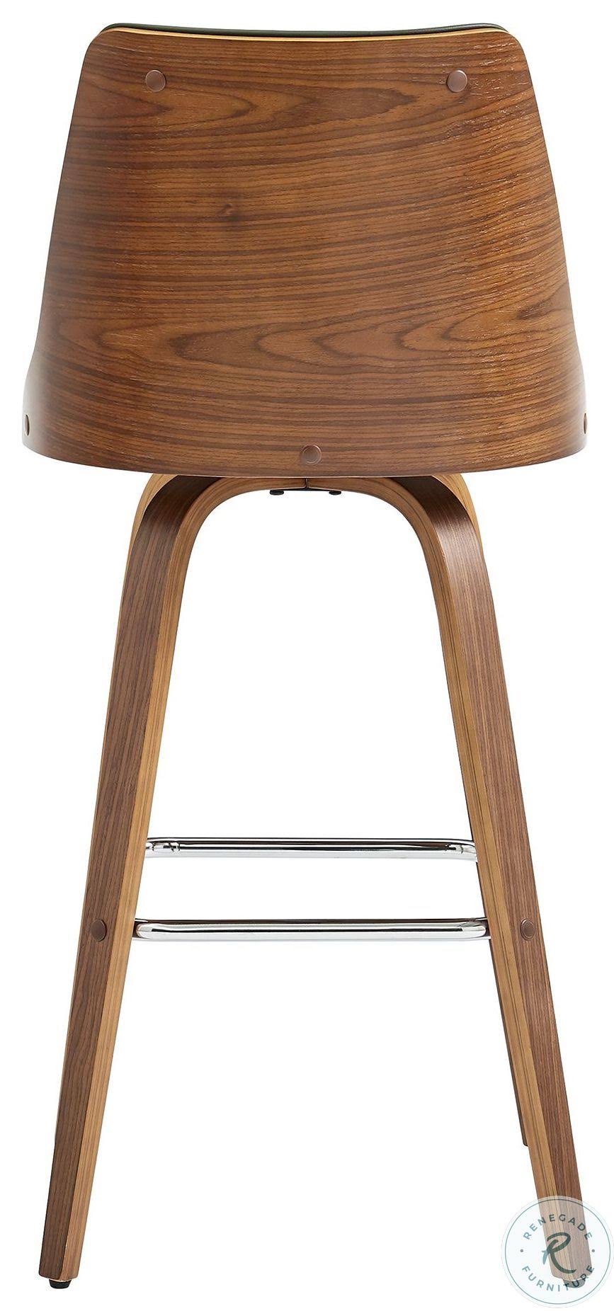 Gray Faux Leather and Walnut Wood Swivel Counter Stool F6723