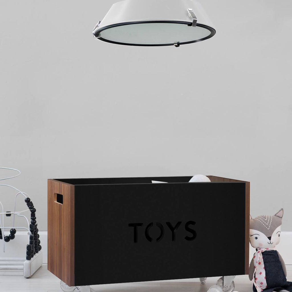 Walnut / Red Toy Box Chest on Casters K555260