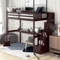Twin Size White Loft Bed with Desk and Staircase Storage Q893763