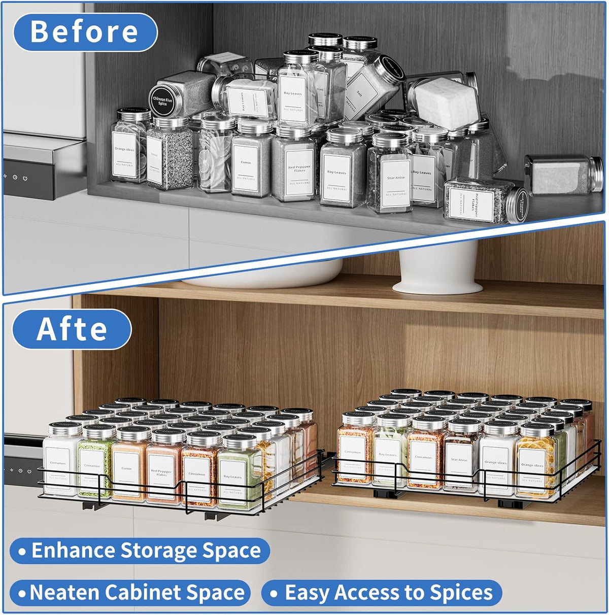 12.5''Wx10.5''Dx2.5''H Slide Out Spice Rack Organizer W491276