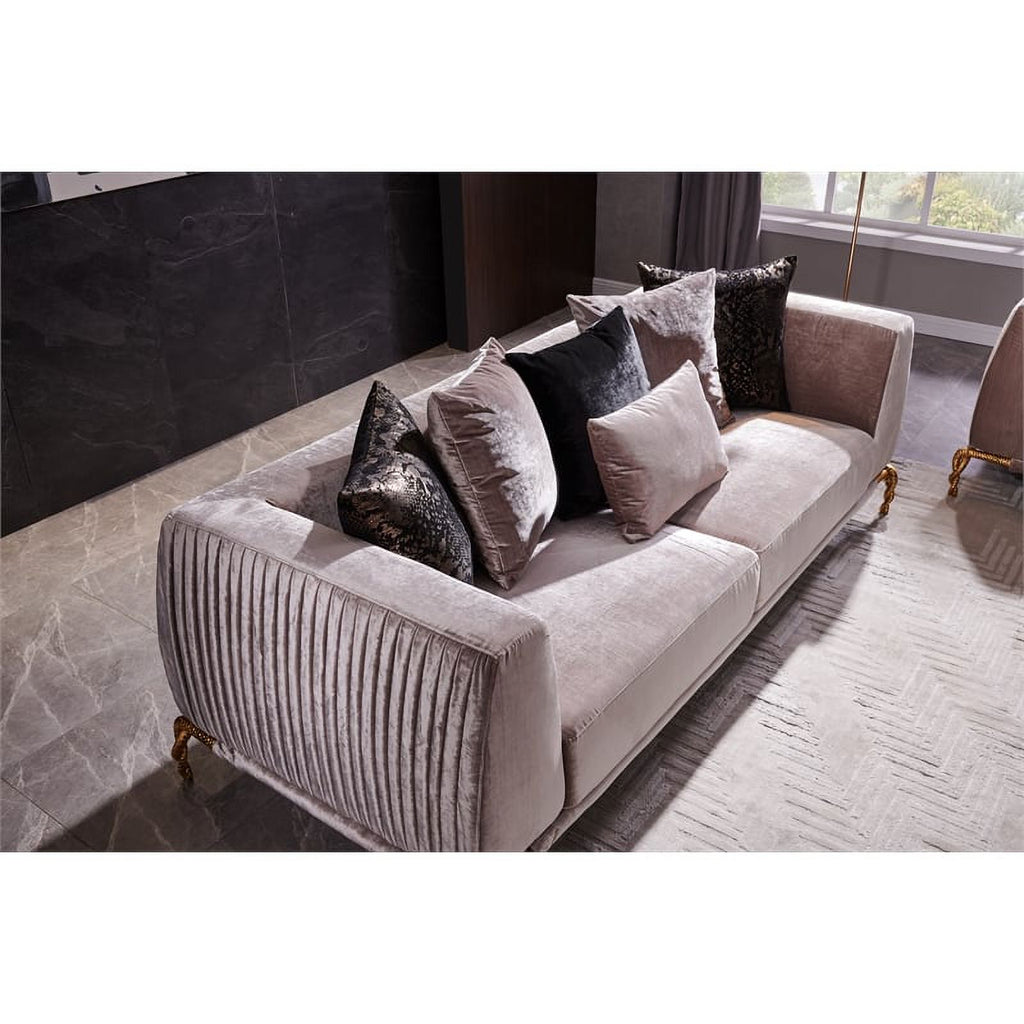 Ivory and Black Upholstered 3 PC Sofa Set N601