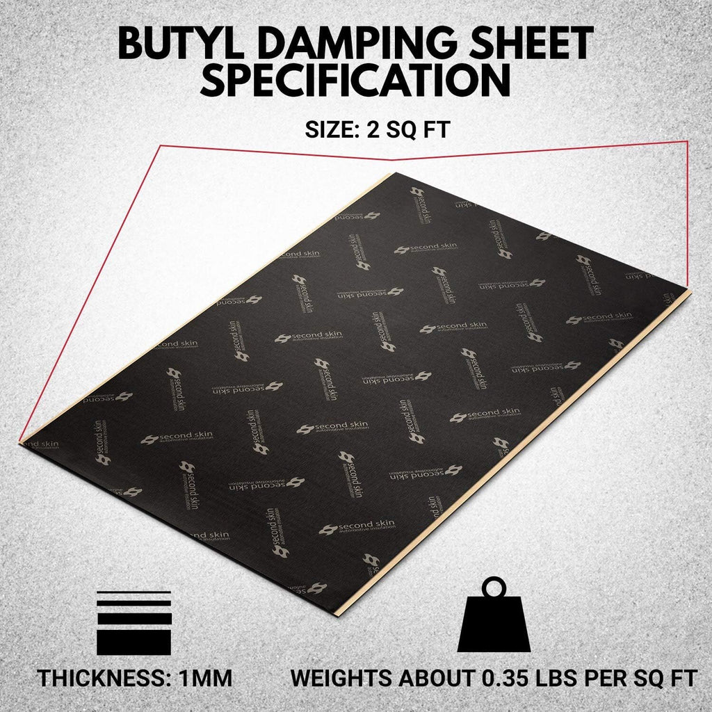 Butyl Rubber Car Sound Deadening Mat (1mm, 20 Sq Ft, 10 Sheets) S515774