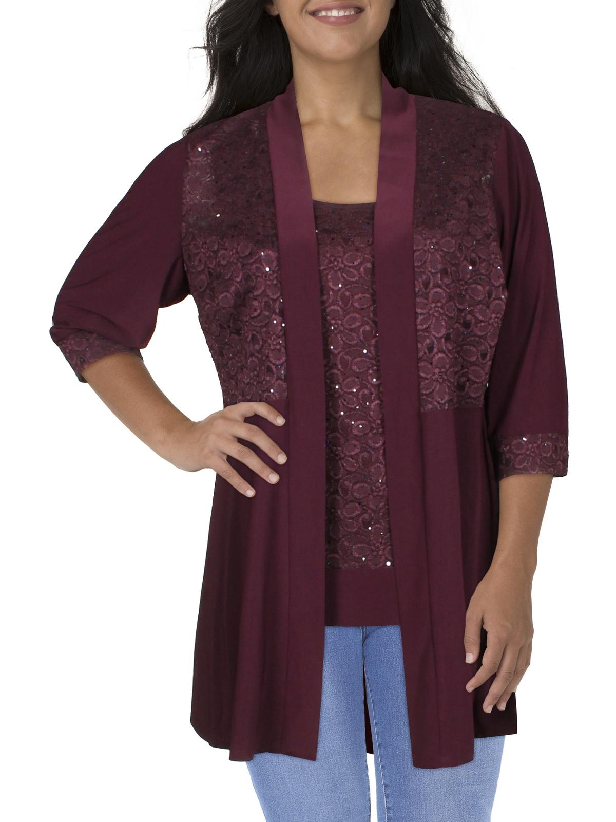 Womens Plus Lace Sequined Twinset Y28719
