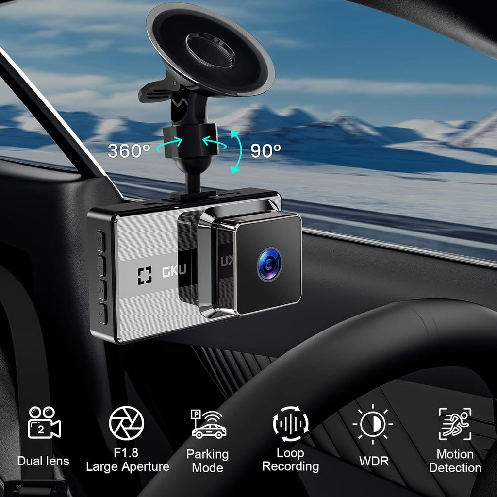 Dash Cam Front and Rear Full HD Dual 1080P 170° Wide Angle Car Camera with Night Vision, Parking Monitor, Motion Detection, Loop Recording Pack of 2 Q7924