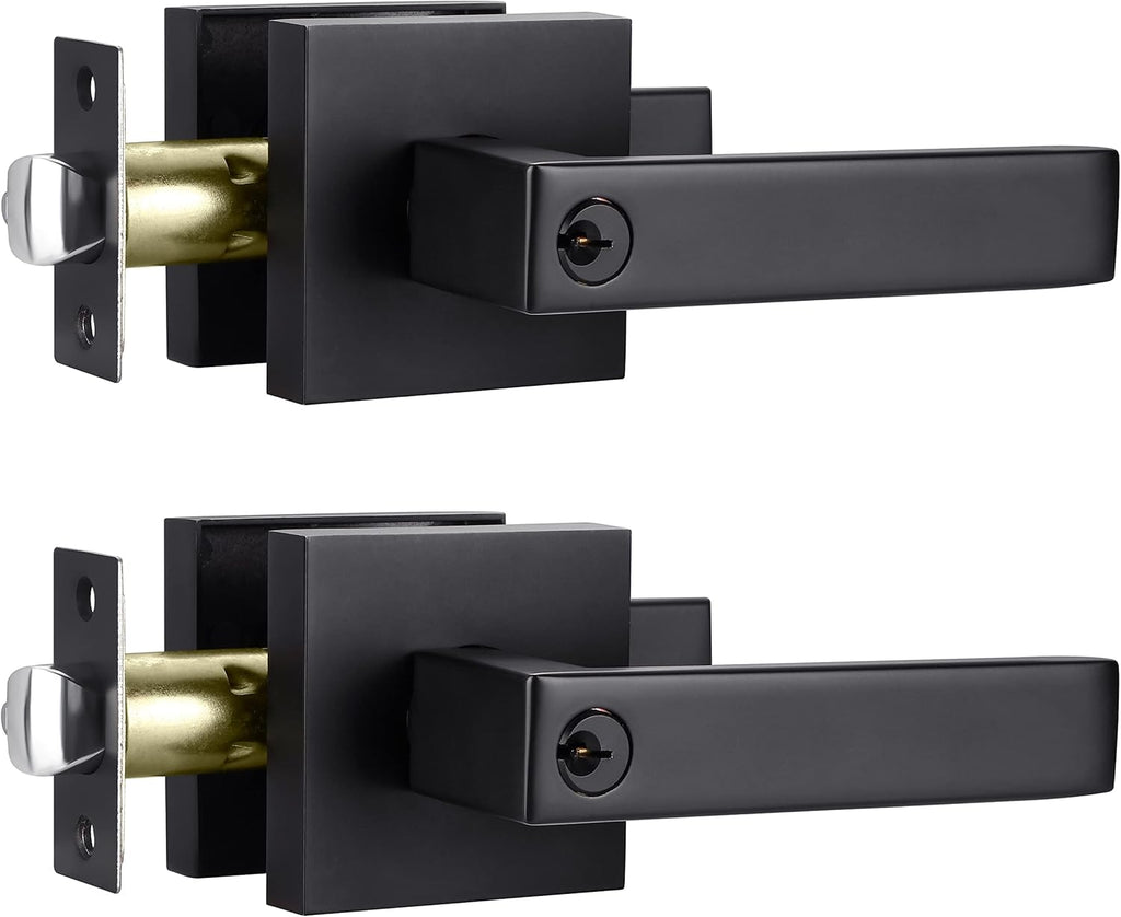 Matte Black 4 Pack Privacy Lever Lock Set for Interior Door Y413975