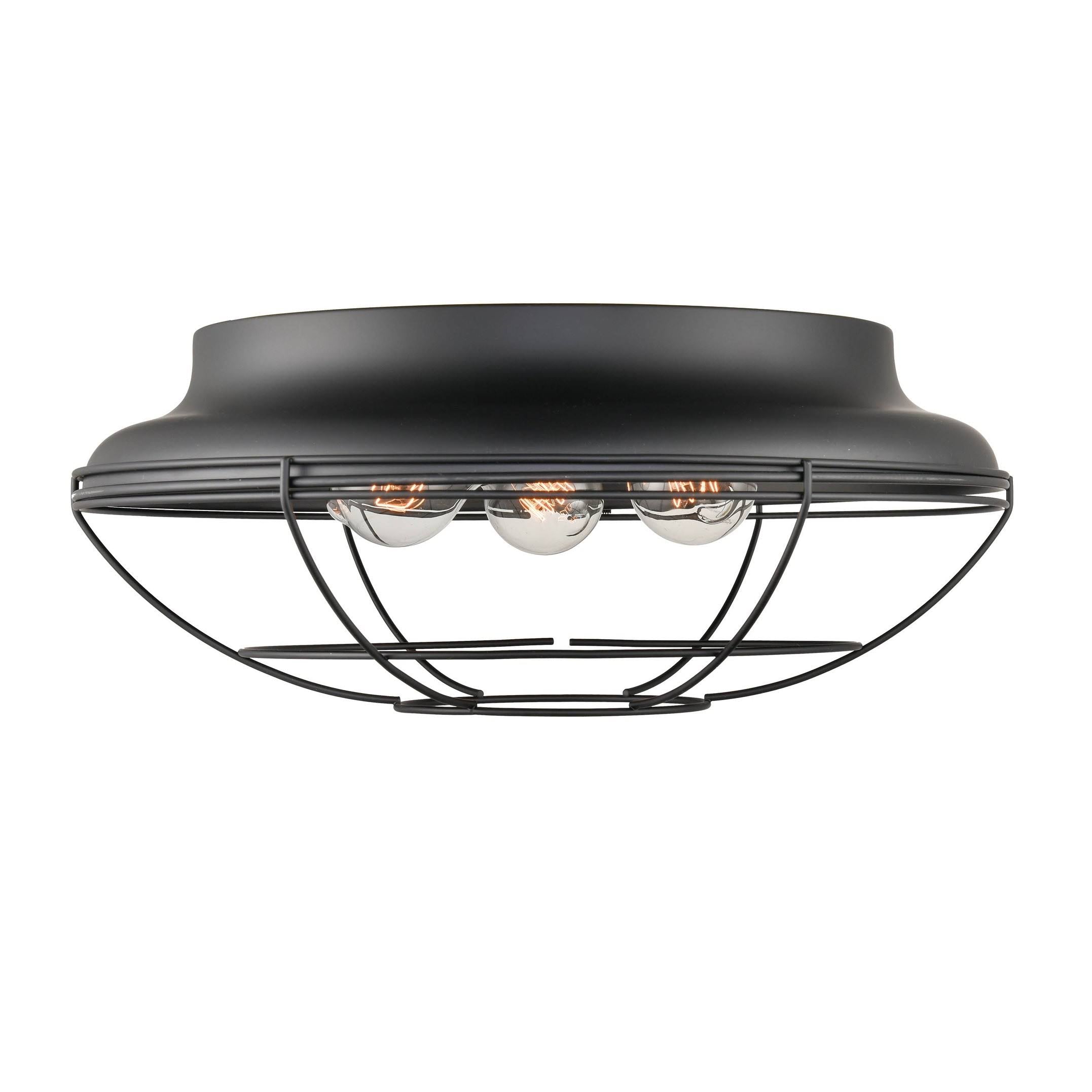 Matte Black 3 Light Flush Mount Lighting N958159
