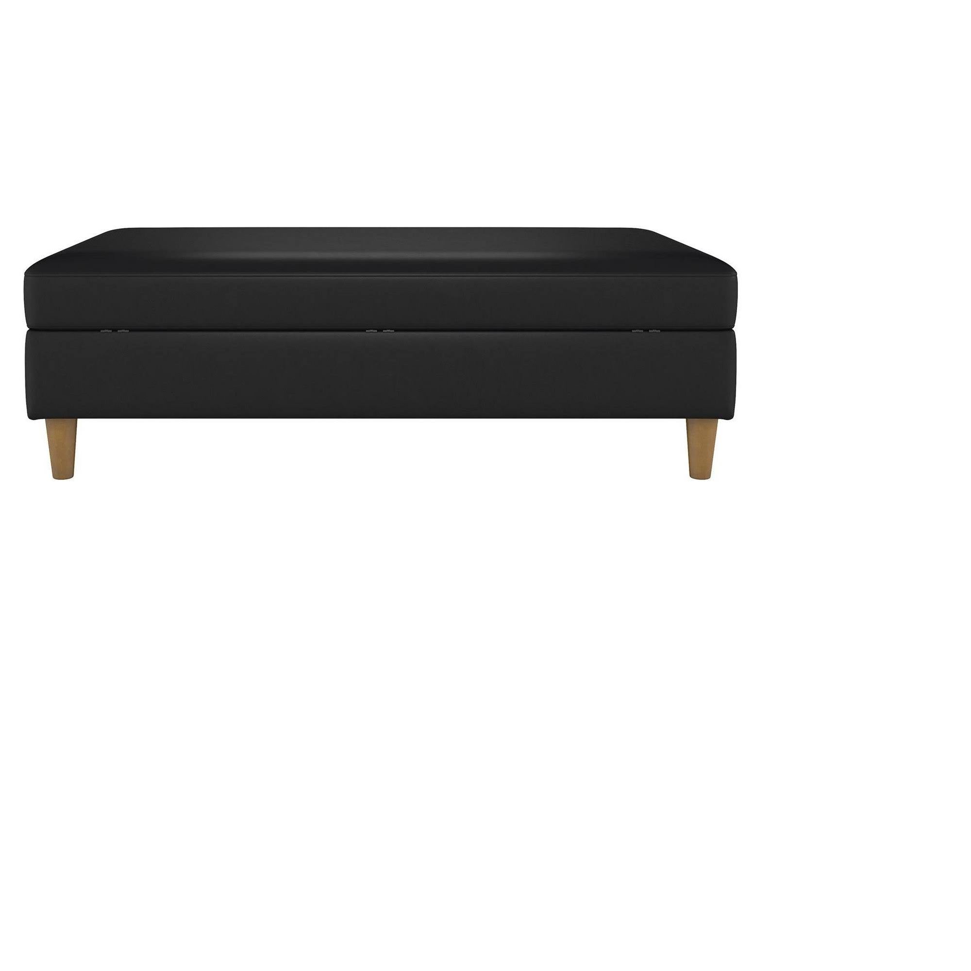 Black Faux Leather Storage Ottoman L63405