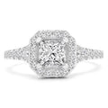 1.5 CTW Princess Diamond 4-Prong Radiant Halo Engagement Ring in 14K White Gold I6463