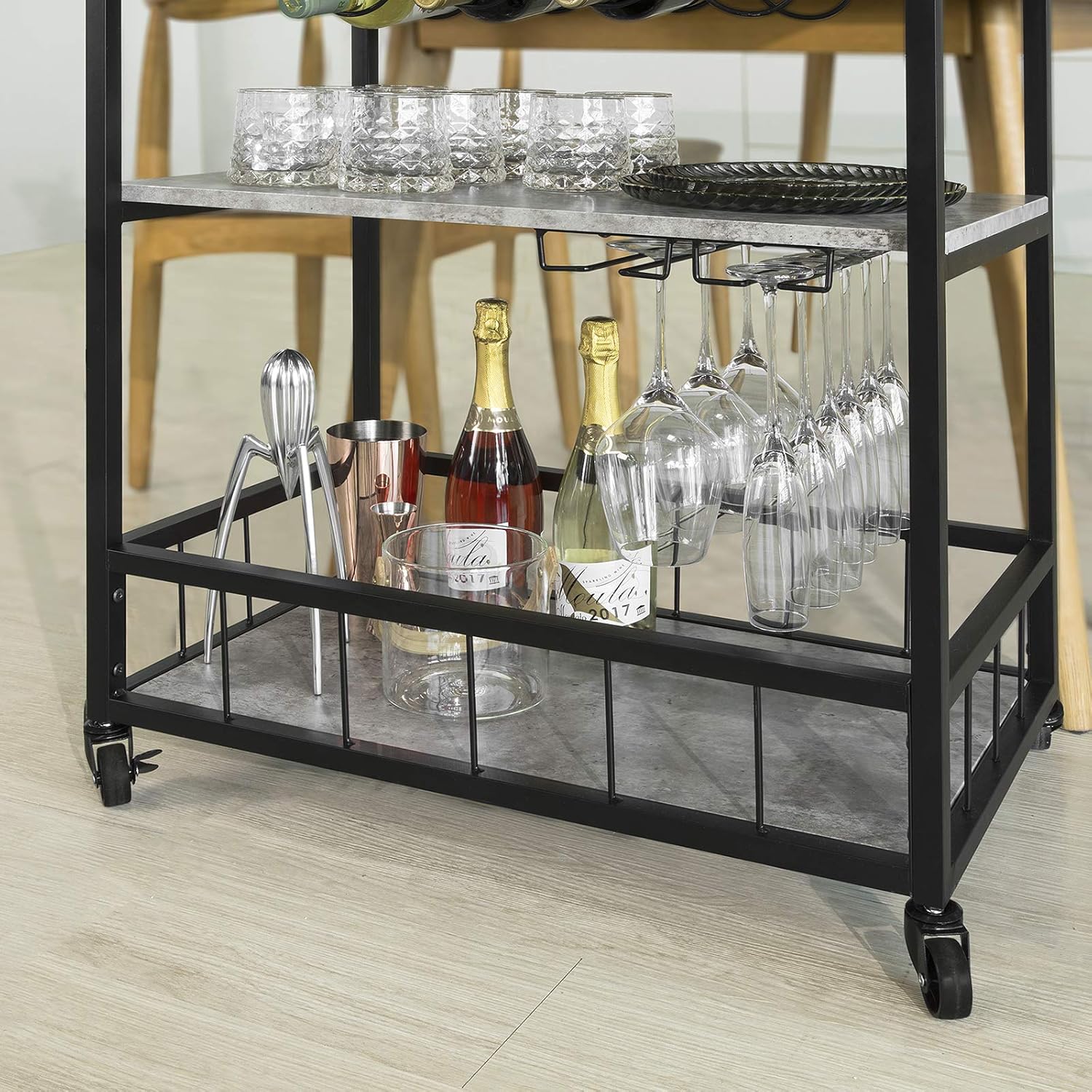 Rustic Mobile Wood Metal Serving Cart O531373