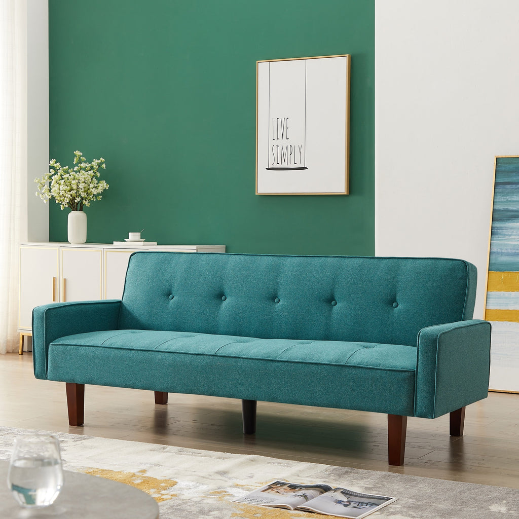 75-inch Square Arm Futon Sleeper Sofa Brown Wood Foam E1065