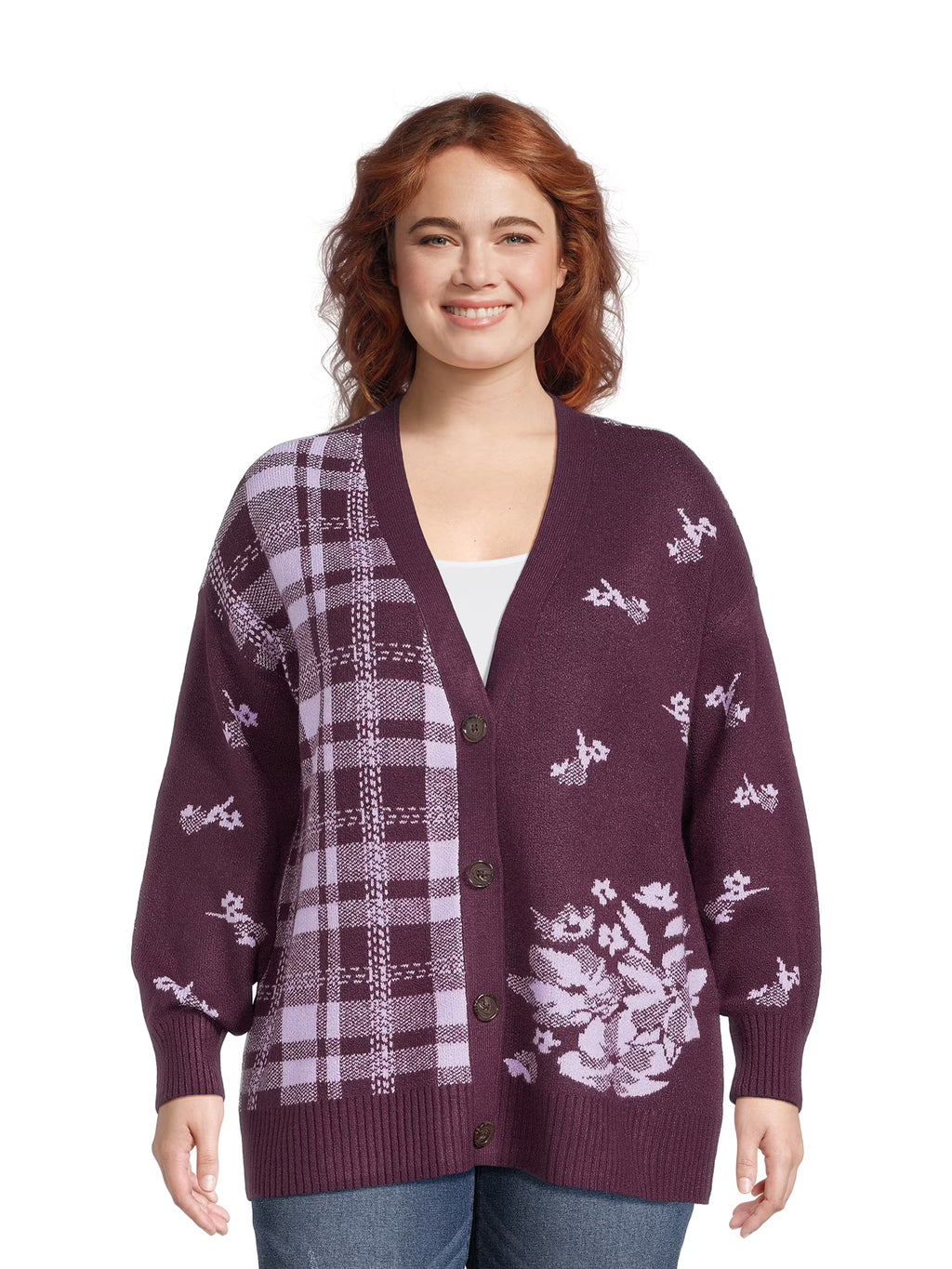 Women's Plus Button Front Cardigan Sweater N779075