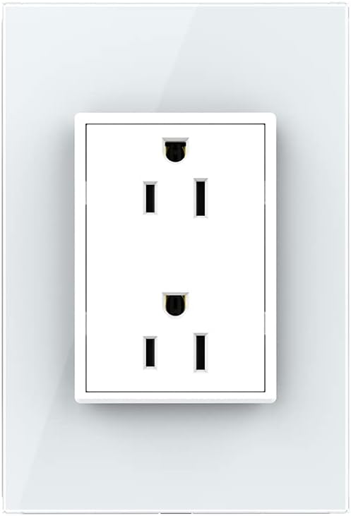White US Standard Vertical Duplex Receptacle Electrical Outlets (4 Pack) with Tempered Glass Panel (15A) C77798