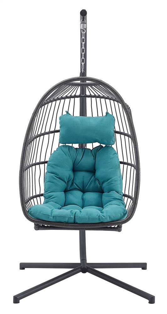 Grey Teal Swing Egg Chair with Stand V673