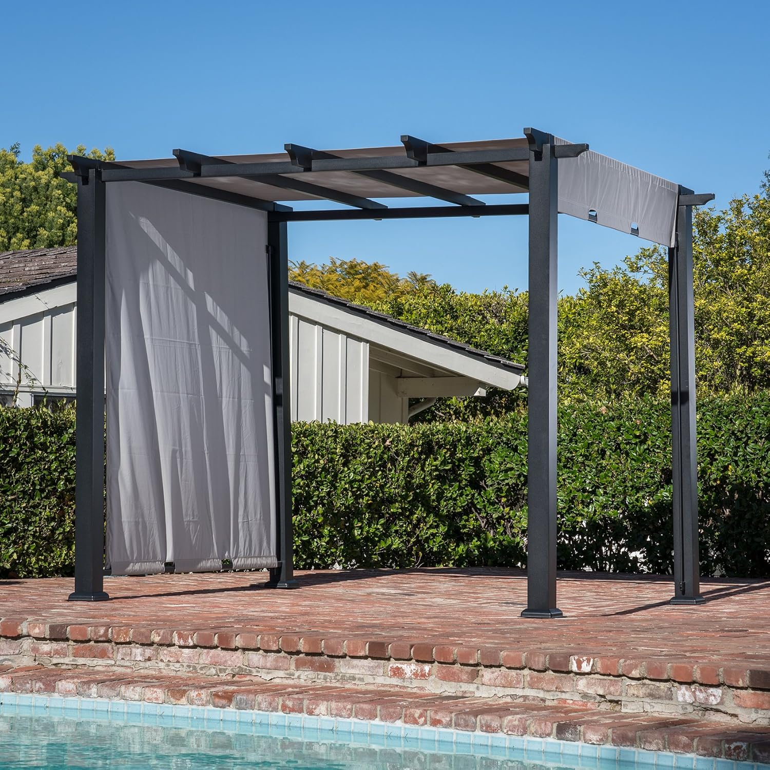 8 x 10 Ft. Metal Pergola with Adjustable Gray Canopy R439