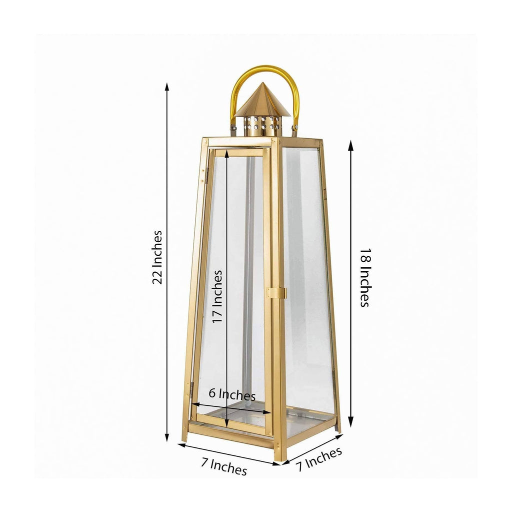Gold Tall Metal Lantern Candle Holder T89172