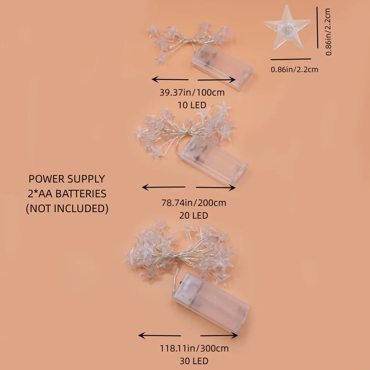 Star String Lights Waterproof Battery Operated Copper Wire Decorative String Light L8565